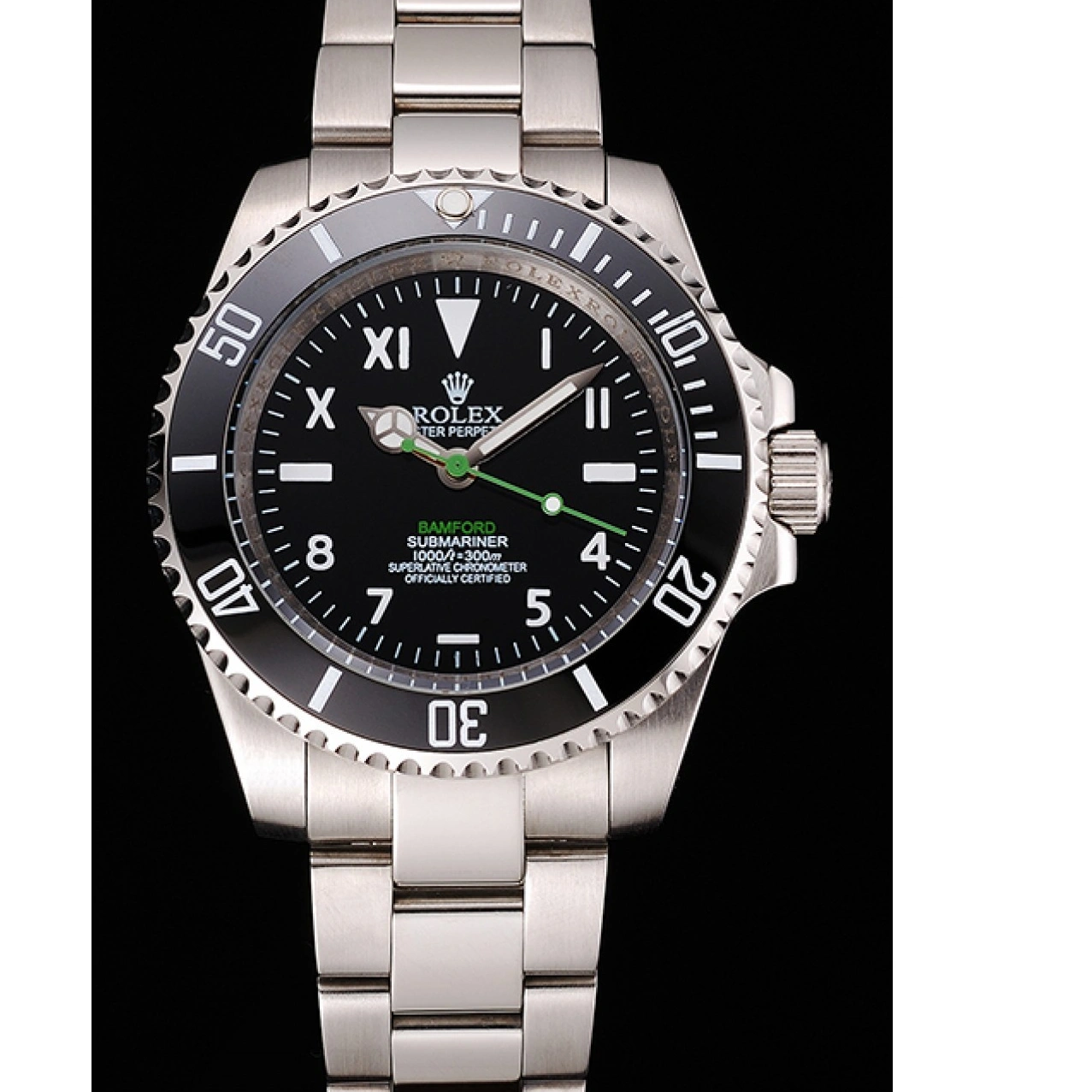 Aaa replica Dial Bezel Black Bamford Case Submariner Black With Steel Bracelet Rolex Roman Stainless Numerals And 1028
